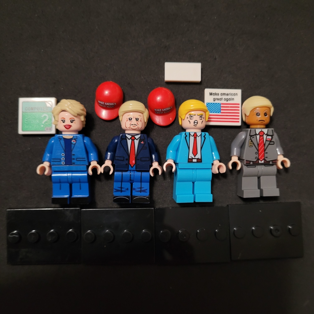 New 3 Multi President Trumps & Hillary Clinton Mini Figure set